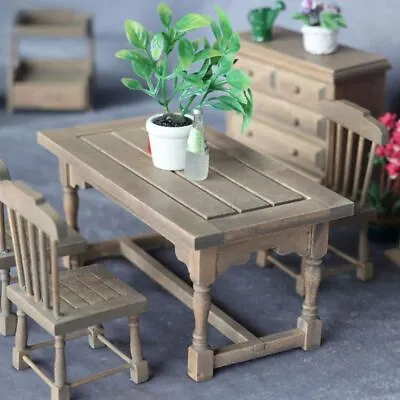 $13.93 • Buy Table Furniture Toys Simulation Chair Wooden Dining Table Doll House Decoration