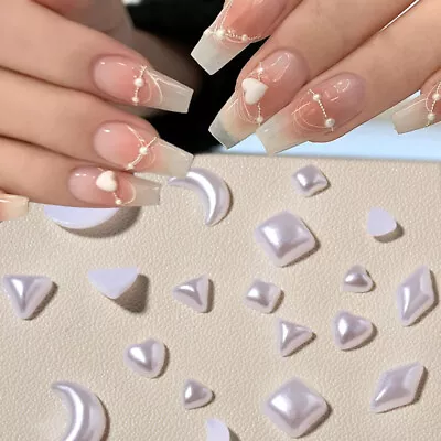 Pearlescent White Mixed Size 3D Nail Art Decoration  Manicure Accessories 200pcs • $0.99