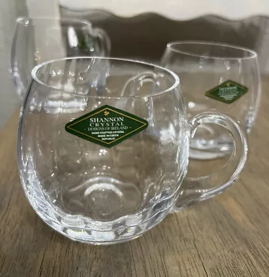 Crystal Clear Glass Irish Coffee Mugs Tea Shannon Crystal Designs Ireland Set 4 • $16