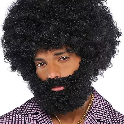 Afro Beard Moustache Disco 70's Fancy Dress Halloween Costume Accessory 2 COLORS • $19.47