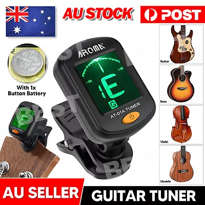 LCD Clip-on Electronic Digital Guitar Tuner Tool To Chromatic Violin Ukulele AU • $10.95