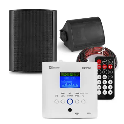Garden Speaker System With 2x BGO40 4  Black Wall Mount Speakers - PD BTW30 • £135