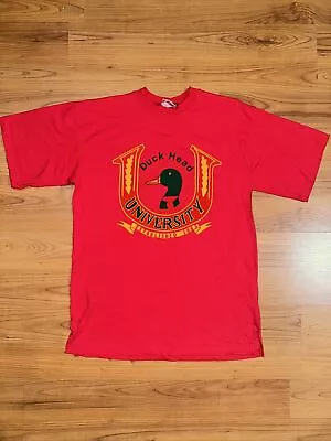 Vintage Duck Head University Shirt Mens Medium Red Graphic Tee Made In USA 90s • $14.99