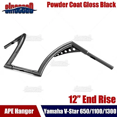 $107.99 • Buy Black 12'' Ape Hanger Handlebar For Yamaha Road Star Virago V-Star 650/1100/1300