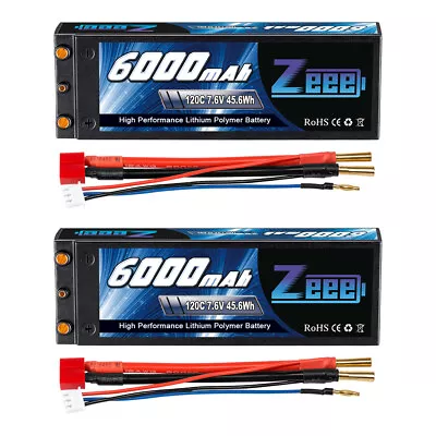 2x Zeee 2S LiPo Battery 6000mAh 7.6V 120C Hardcase Deans T For RC Car Truck Boat • $80.99