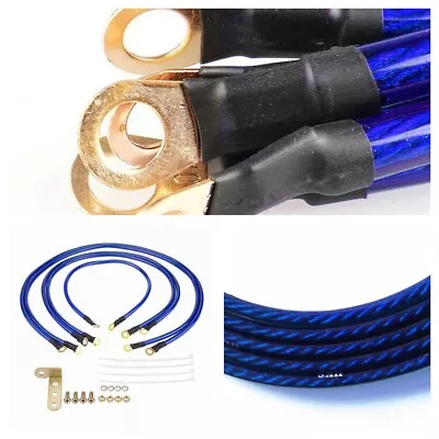 Car Ground Wire Kit Racing Grounding Cable  5-Point Performance Universal Blue • $23.33