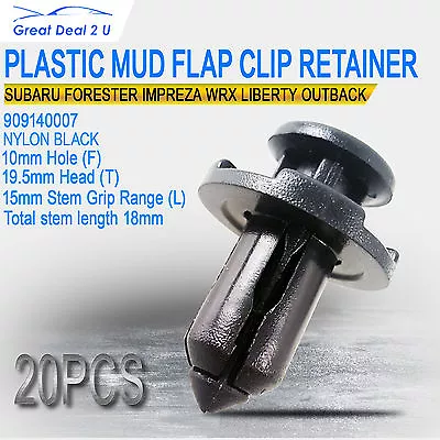 20pcs Fit Subaru10mm Bumper Bar Grille Air Duct Plastic Trim Clip Panel Fastener • $16.66