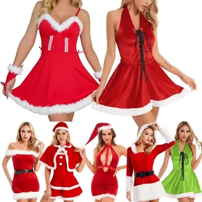 Women's Mrs. Santa Claus Costume Mini Dress Christmas Outfit Cosplay Xmas Party • $18.41