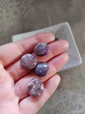 $9.99 • Buy Vintage Loose Beads Purple Lepidolite Round Puffed Coin 16x6mm Qty 7