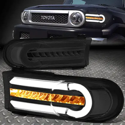 For 07-14 Fj Cruiser 3d Led Drl+sequential Turn Signal Bumper Light Smoked/clear • $76.88