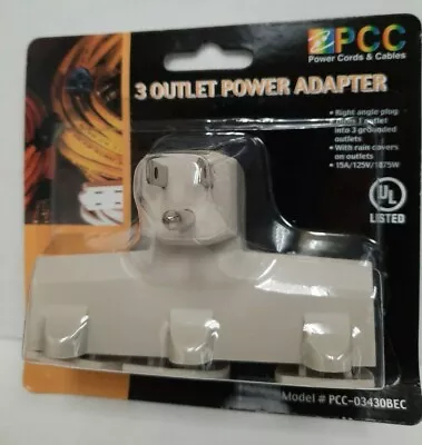 3-Outlet Power Adapter Triple Tap Grounded Plug W/ Rain Covers 03430BEC Beige • $6.95