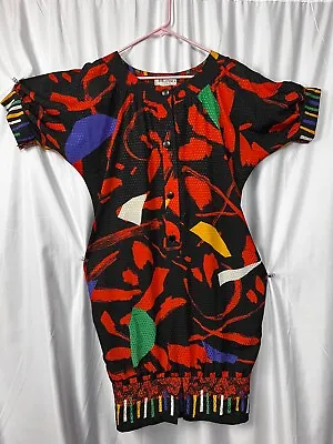 Vtg Bubble Dress Paris France M. C'est 80's Graphic Cocoon Sz 12 Clown Core   R2 • $90