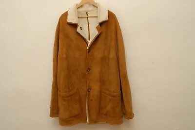 Seraphin Brown Suede Mouton Sherling Coat 62 52 Made In France • $320