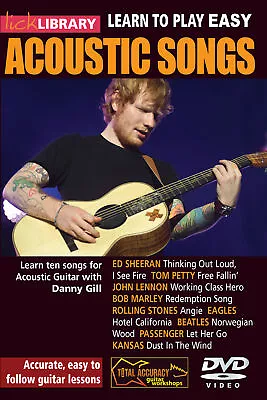 LICK LIBRARY Learn To Play Easy Acoustic Songs TUTORIAL LESSON GUITAR DVD • £21.17