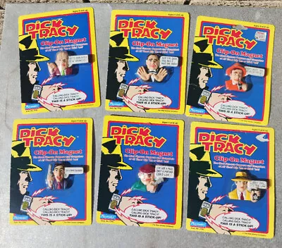 Lot Of 6 Dick Tracy Clip-On Magnets Mint On Cards 1990 Walt Disney Company • $29