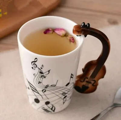 Music Violin Guitar Ceramic Drinkware Mug Coffee Tea Milk Stave Cups With Handle • $11.40