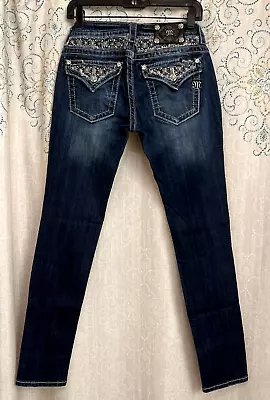 MISS ME Signature Rise Skinny Women's Embellished Blue Jeans Size 28 (30 X31 ) • $40