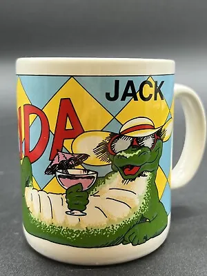 Vintage Florida Souvenir Coffee Mug Alligator W/ Cocktail Customized Name Jack • $14