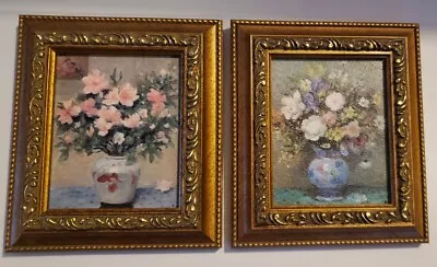 VTG 2 Miniature -Small Marcel Dreyfus Small Floral Art Gold Paint Frames  • $150