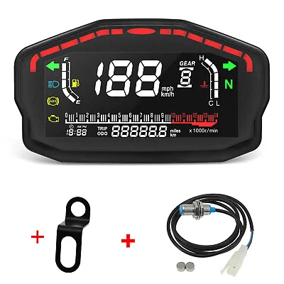 Motorcycle Bike Universal LED Speedometer LCD Digital Odometer Gauge 14000r/min • $49.40