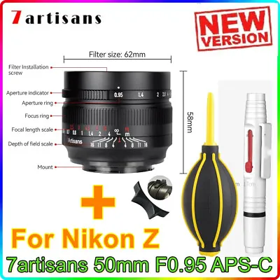 $180 • Buy 7artisans MF 50mm F0.95 APS-C Portrait Large Aperture Lens For Nikon Z Mount SLR