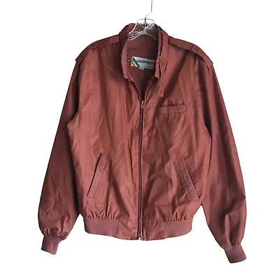 Vintage Members Only Men's Bomber Jacket Size 42 Full Zip Lined Brown • $48.75