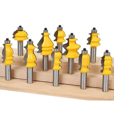 10X Bit Raised Panel Cabinet Door Router Bit Set -1/2 Shank Home Woodworking • £77.24