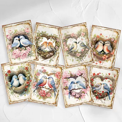 Valentine Love Birds Card Toppers Tags Scrapbooking & Journal Supplies Robins • £2.80