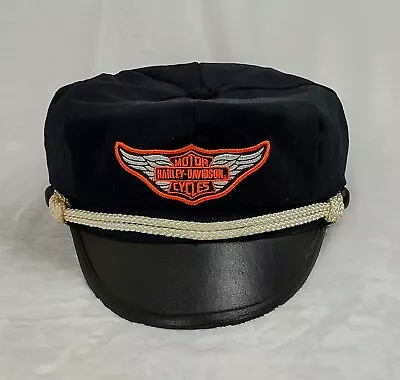 Harley-Davidson Vintage Motorcycle Biker Cap Captain Hat Black Size XLarge • $89