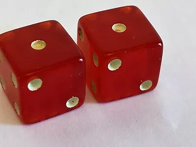 2 Vintage Bakelite Dice Authentic Cherry Red Translucent Pair Set #1 • $44