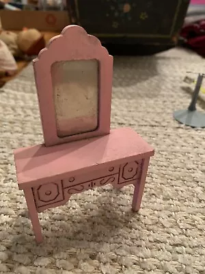 Vintage Dollhouse Miniature Kage? Pressed Wood Pink Dresser Cute! • $19