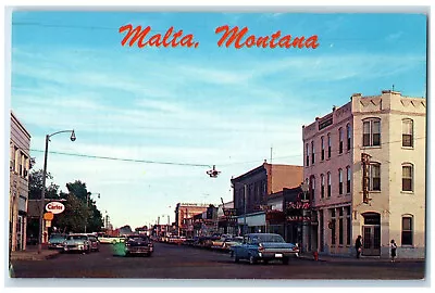 C1950's Looking East Front Street Malta Montana MT Shopping District Postcard • £18.50