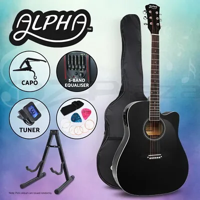 $104.95 • Buy Alpha 41” Inch Electric Acoustic Guitar Wooden Classical Full Size EQ Capo Black
