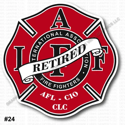 IAFF Firefighter Decal 3.7  RETIRED Sticker Red Blk Wht Laminated REG MOUNT 0358 • $4.95