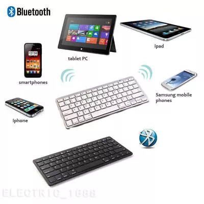 Ultra Slim Bluetooth Wireless Keyboard For IPad Android Tablet Mac Windows PC • $31.53