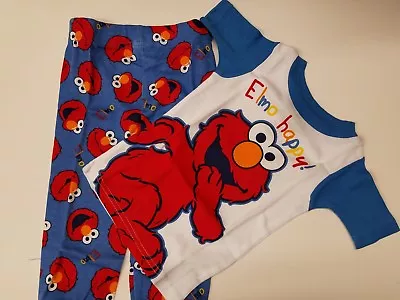 Boys Girls 2 Piece Cotton Sleepwear Elmo Happy Pajamas Size 18M • $9.99