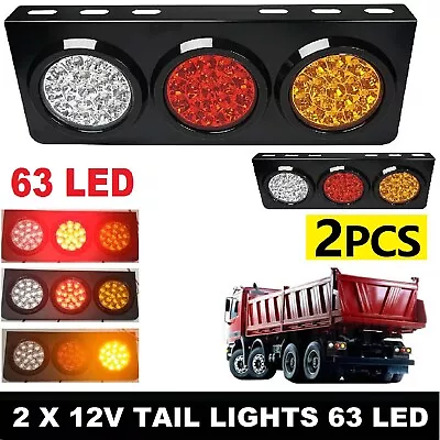 2 X 12V TAIL LIGHTS 63 LED TRUCK UTE TRAILER STOP INDICATOR PAIR 12 Volt NEW AUS • $36.99