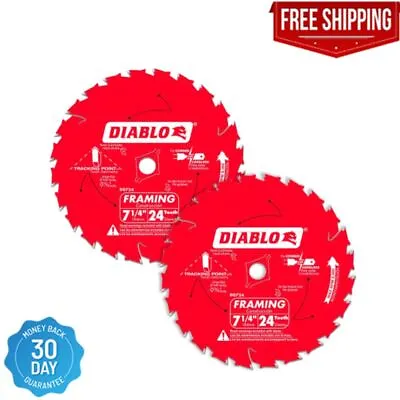 Framing Circular Saw Blade 7-1/4 In X 24 Tooth Carbide Diablo Wood Blades 2 Pack • $16.98