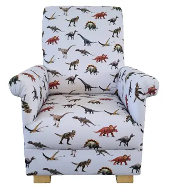 Kids Grey Dinosaur Fabric Armchair Chair Nursery Bedroom Small Children Boys New • £119.95