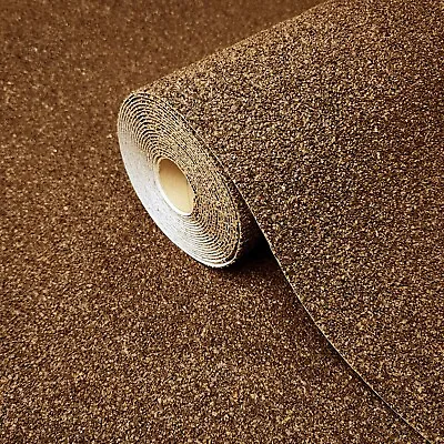 Brown Chip Natural Granulated Cork Wallpaper Plain Textured Modern Wallcoverings • $4.64