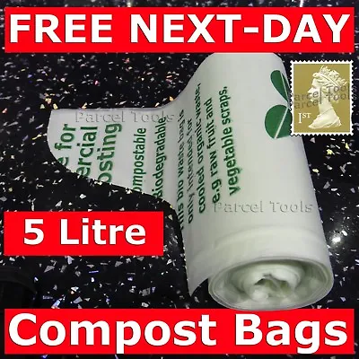 100% Certified Biodegradable 5L CADDY LINERS Food Waste Compost Bag Kitchen 1C • £8.84