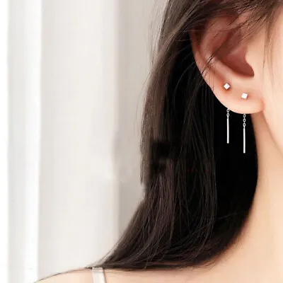 £3.08 • Buy Silver Color Long Tassel Ear Line Kpop Jewelry Drop Earrings Dangle Earrings