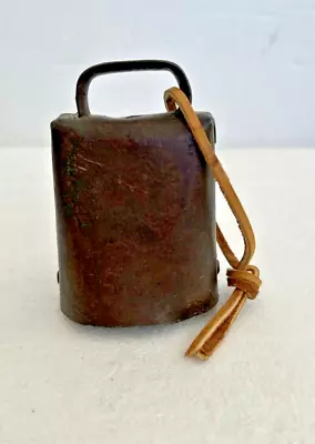 Vintage Brown Metal Cow /  Goat Bell  3 1/2  H 2  1/2  X 2 /  Bottom - Homemade • $12.95