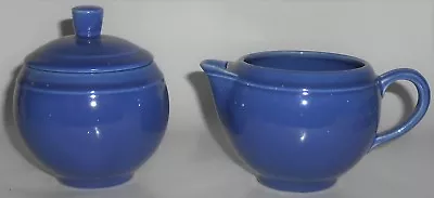 Vernon Kilns Pottery Early California Blue Creamer & Sugar Bowl Set • $33.75