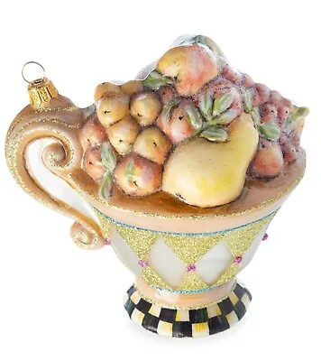 MACKENZIE CHILDS Glass Ornament - DELLA ROBBIA TEACUP • $98