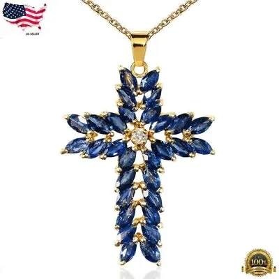 Fashion Cross Silver Plated Necklaces Pendant Zircon Women Jewelry Simulated • $4.79