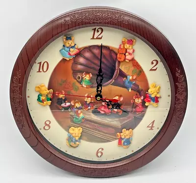 NOS LINDEN Musical Wall Clock Mice Theme Vintage Clock (7622) • $24.95