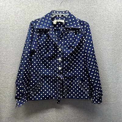 Vintage Leslie Fay Jacket Womens Small Blue White Polka Dot 70s Disco Ladies • £32.94