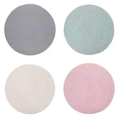 Round Children's Nursery 90cm Rug Natural Living Glitter Pink Grey Blue Cream • £19.99