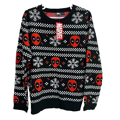 Marvel Dead Pool Ugly Christmas Sweater Mens 4XL Black Red Tacky Holliday • $39.99